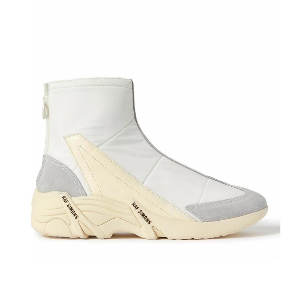 NEW RAF SIMONS men's cylon 22 quilted nylon leather boot in white